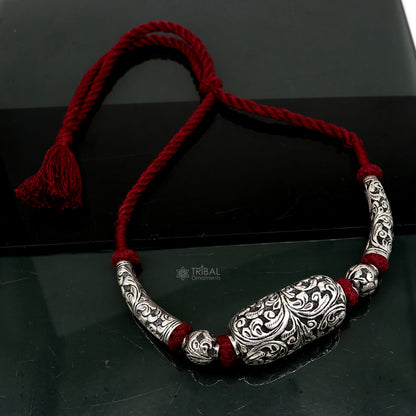 Sterling silver beaded necklace by Tribal Ornaments featuring a modern, stylish design perfect for brides and tribal jewelry sets.