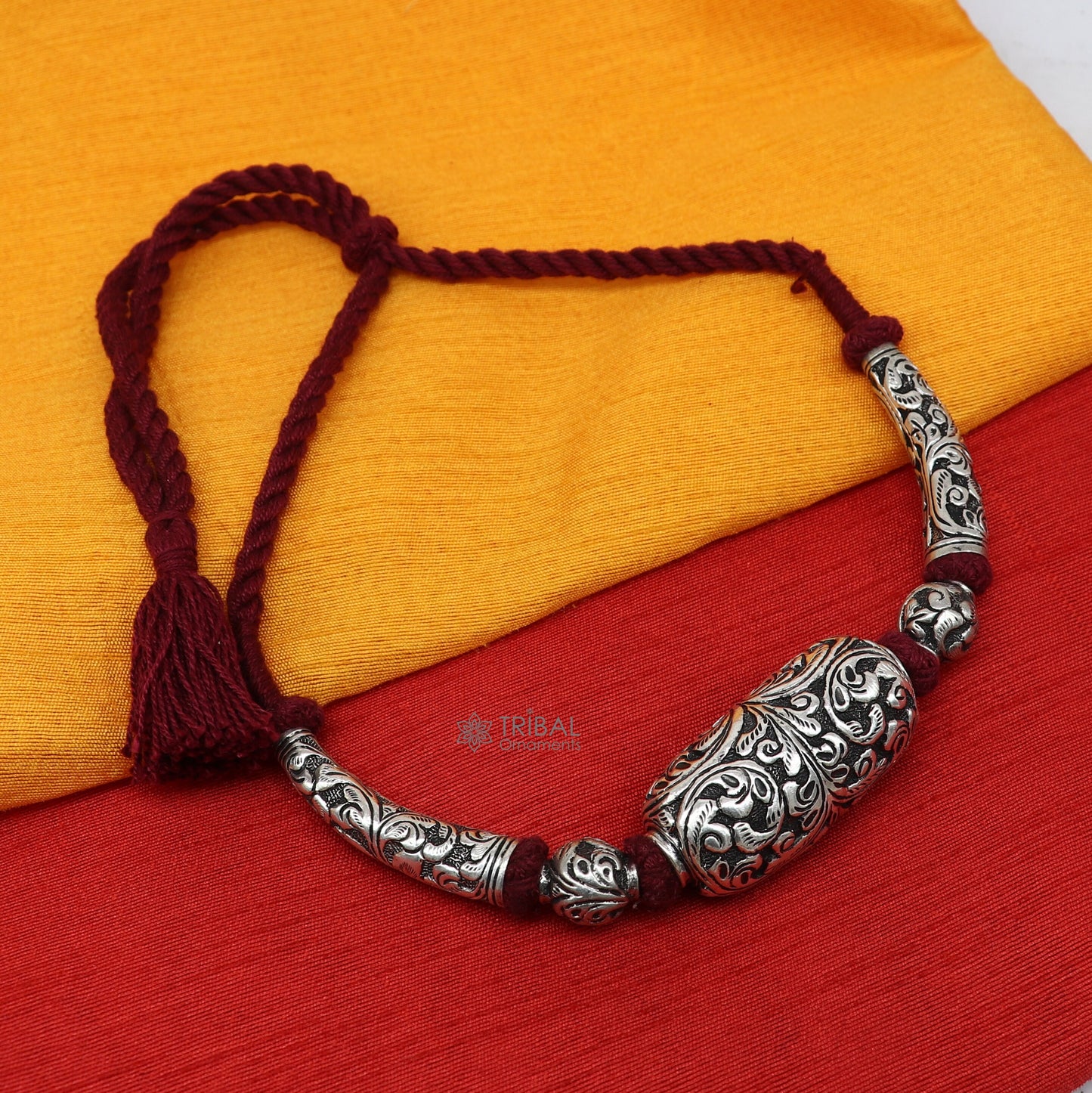925 sterling silver beaded necklace with modern and stylish design, perfect for brides and wedding ethnic jewelry sets.