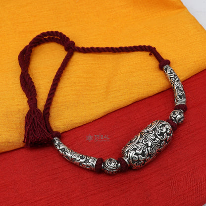 925 sterling silver beaded necklace with modern and stylish design, perfect for brides and wedding ethnic jewelry sets.