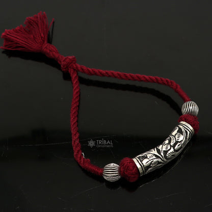 925 sterling silver modern charm bracelet by Tribal Ornaments, adjustable ethnic jewelry with stylish tribal-inspired design.