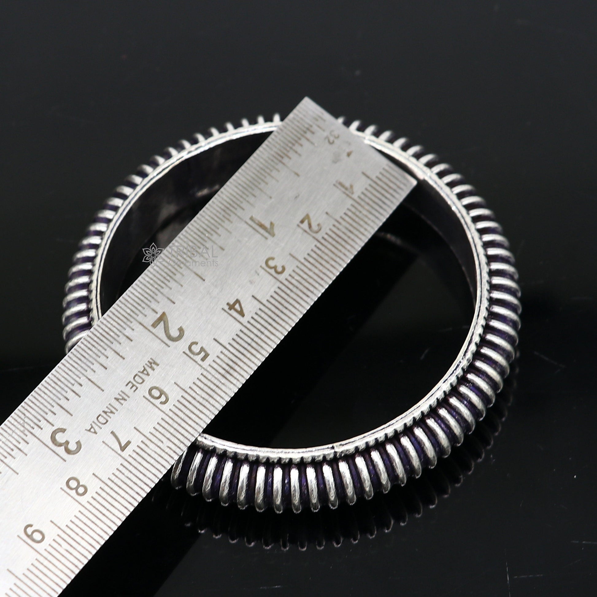 Sterling silver tribal bangle bracelet with modern design, unisex trendy jewelry, personalized tribal ornament, NSK750.