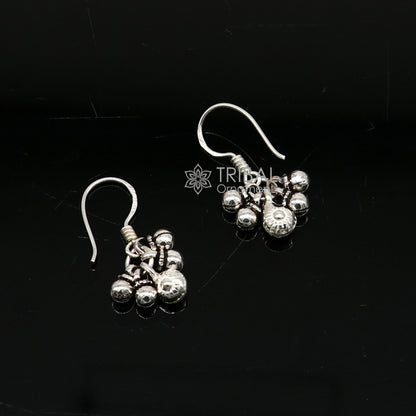 925 sterling silver trendy noisy bells hoops earrings with hanging drop design, tribal-inspired jewelry by TRIBAL ORNAMENTS.