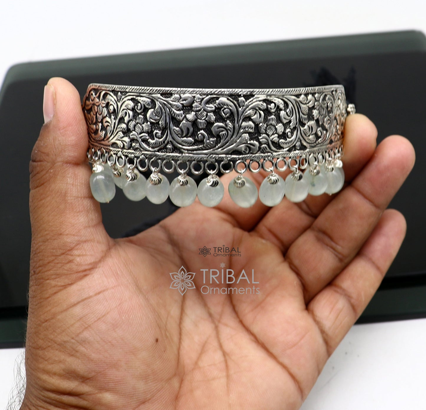 925 sterling silver Nakshi work charm necklace choker tribal ethnic jewelry that embodies the rich cultural heritage of Rajasthan set623 - TRIBAL ORNAMENTS