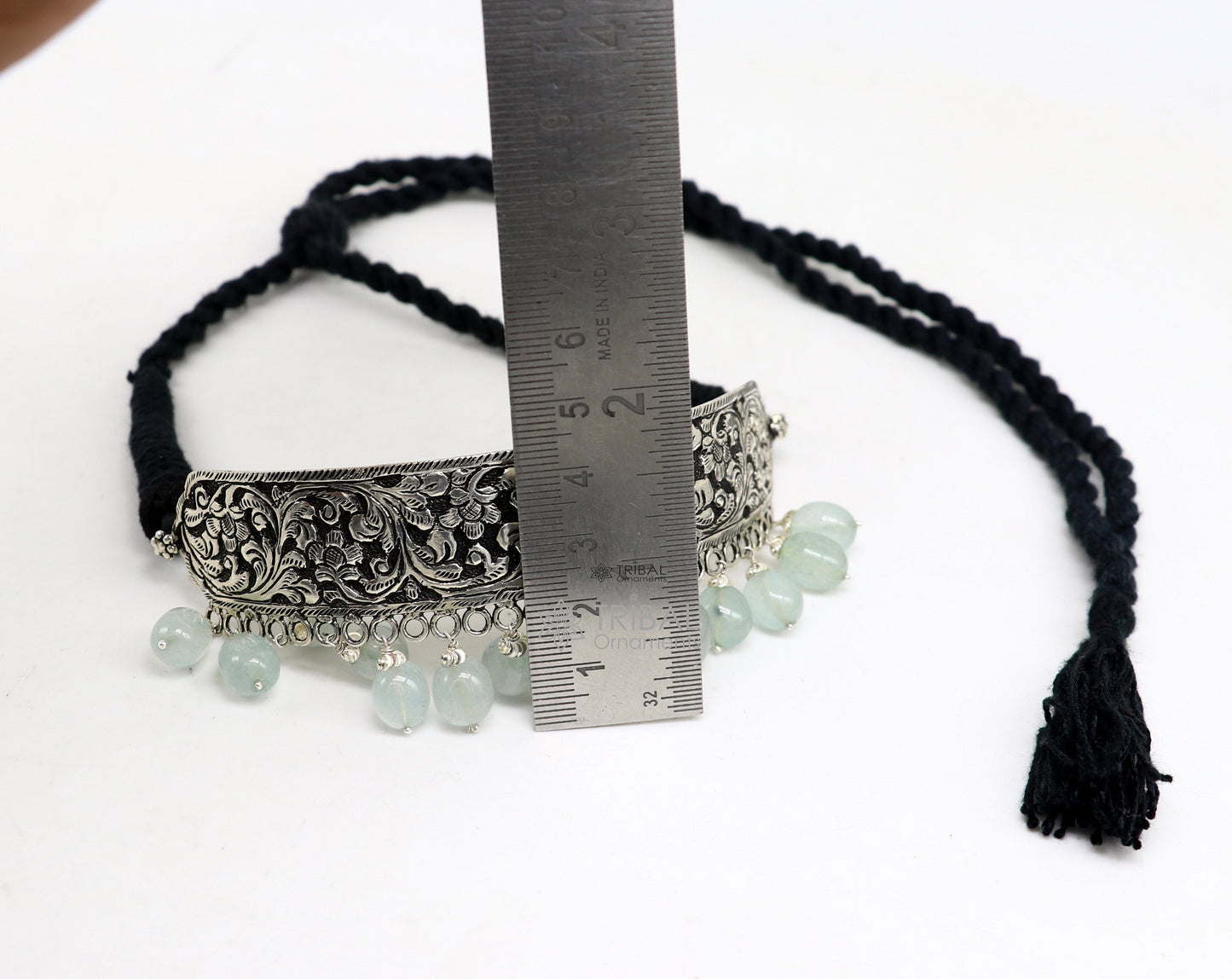 925 sterling silver Nakshi work charm necklace choker tribal ethnic jewelry that embodies the rich cultural heritage of Rajasthan set623 - TRIBAL ORNAMENTS