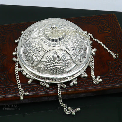 Sterling silver Nakshi work chattar or chhatra umbrella with temple art design, crafted by TRIBAL ORNAMENTS.