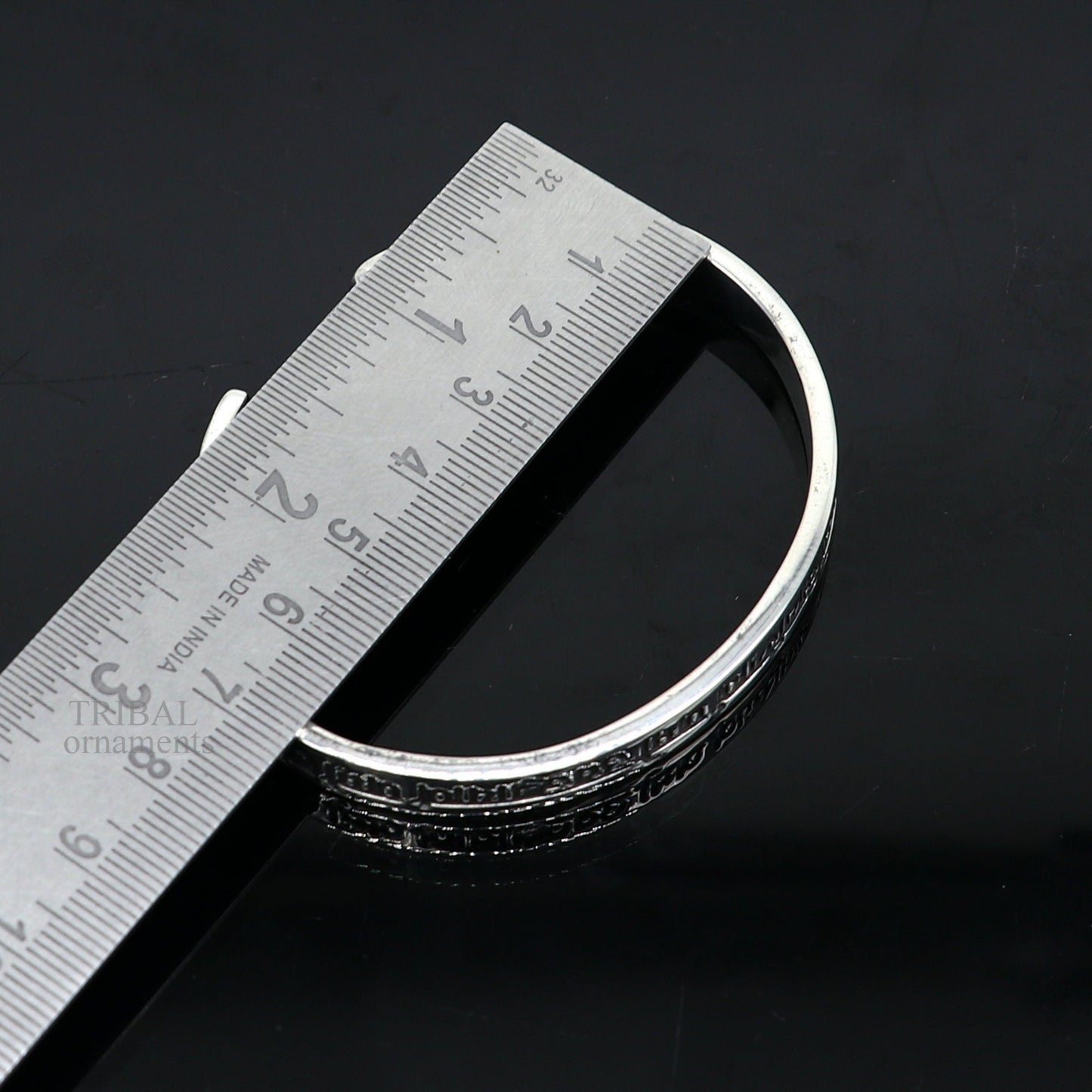 925 sterling silver handmade plain Divine Navakar Mantra gorgeous Bangle cuff bracelet kada, best unisex tribal gifting jewelry cuff120 - TRIBAL ORNAMENTS