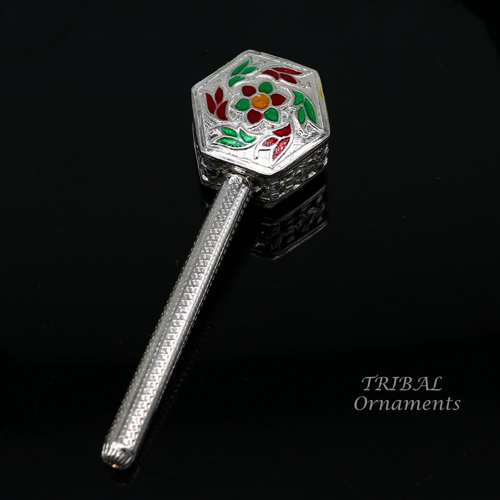 925 sterling silver handmade design new born baby gifting bells toy, baby krishna gifting toy, silver jhunjhuna, silver temple article su852 - TRIBAL ORNAMENTS