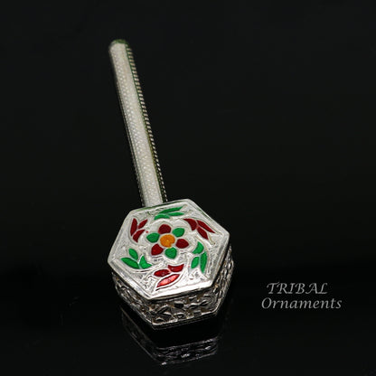 925 sterling silver handmade design new born baby gifting bells toy, baby krishna gifting toy, silver jhunjhuna, silver temple article su852 - TRIBAL ORNAMENTS