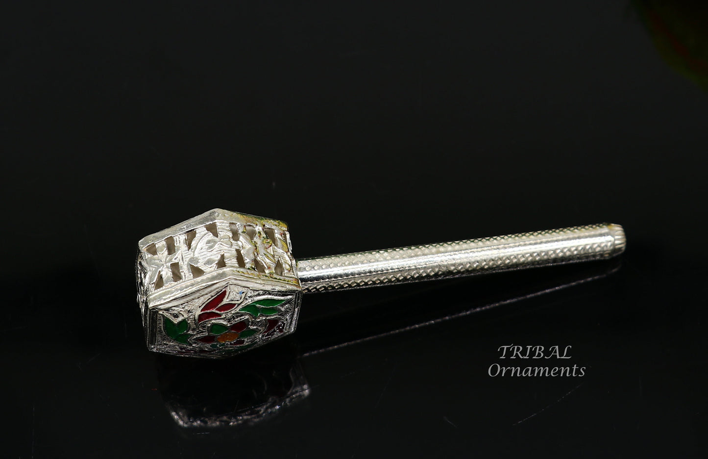 925 sterling silver handmade design new born baby gifting bells toy, baby krishna gifting toy, silver jhunjhuna, silver temple article su852 - TRIBAL ORNAMENTS