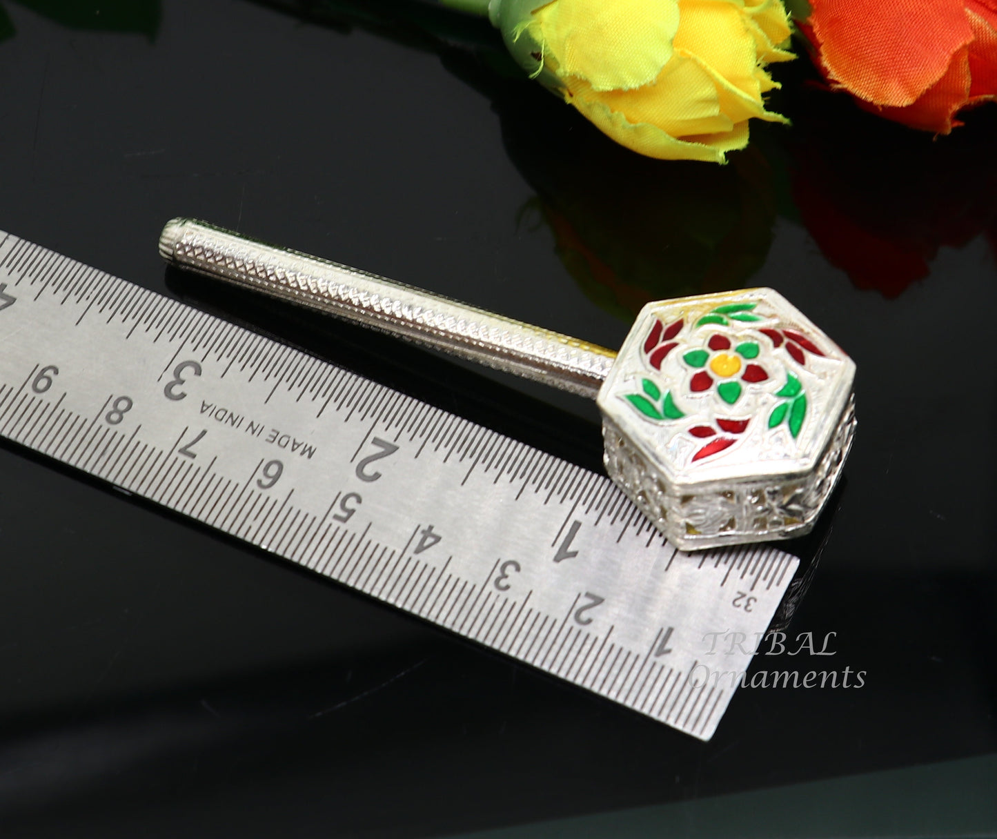 925 sterling silver handmade design new born baby gifting bells toy, baby krishna gifting toy, silver jhunjhuna, silver temple article su852 - TRIBAL ORNAMENTS