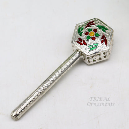 925 sterling silver handmade design new born baby gifting bells toy, baby krishna gifting toy, silver jhunjhuna, silver temple article su852 - TRIBAL ORNAMENTS