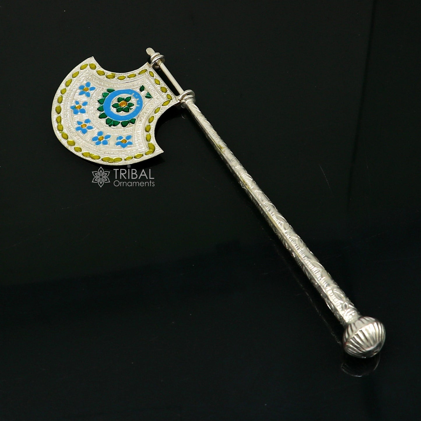 925 sterling silver pankhi, floral design small fan or pankhi for god puja, best gifting laddu gopala krishna, silver hand driven fan su1174 - TRIBAL ORNAMENTS