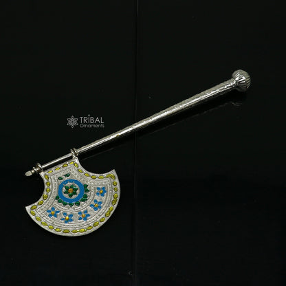 925 sterling silver pankhi, floral design small fan or pankhi for god puja, best gifting laddu gopala krishna, silver hand driven fan su1174 - TRIBAL ORNAMENTS