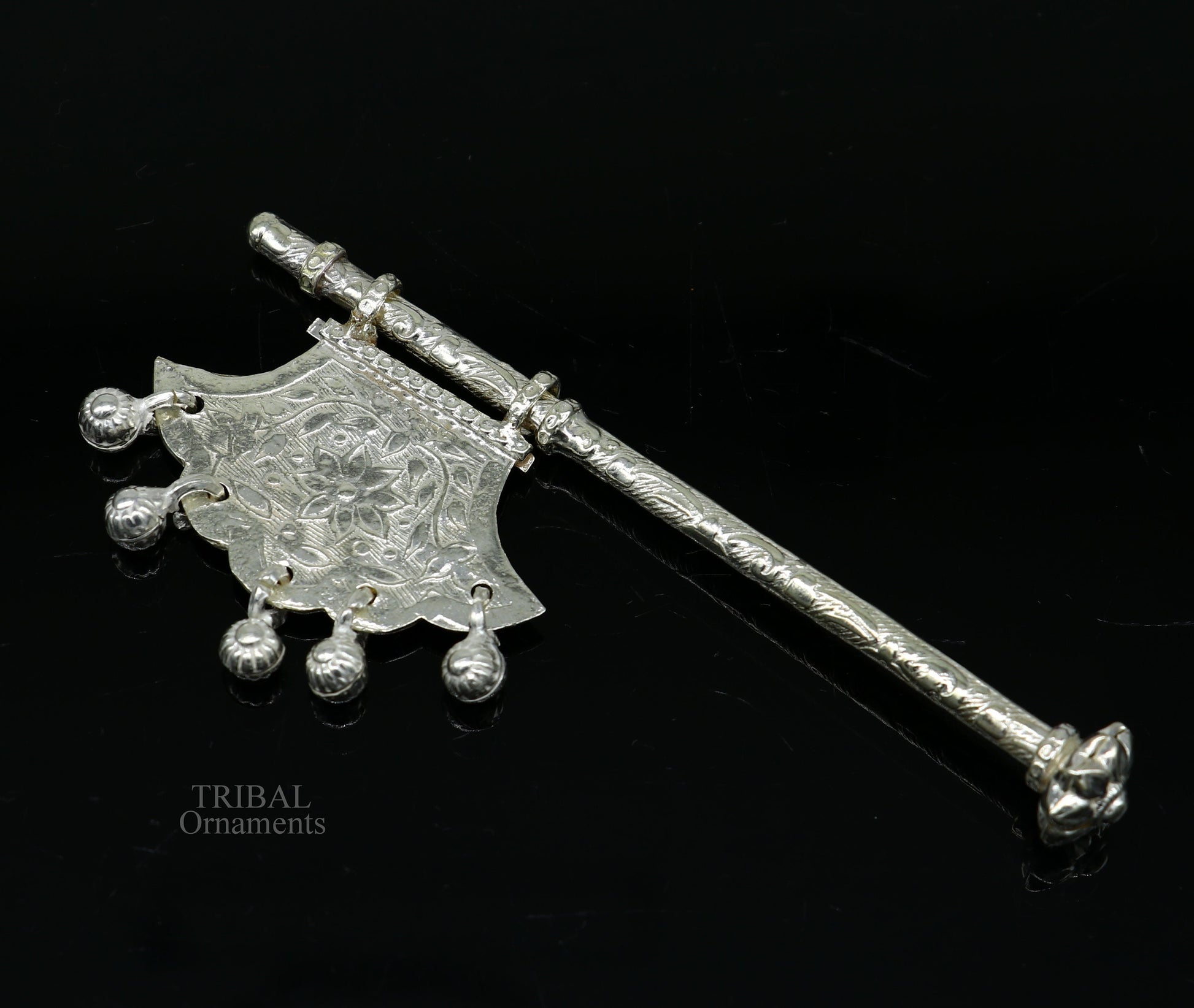 925 sterling silver pankhi fan for god puja, small silver hand fan ideal for Laddu Gopala Krishna offerings.
