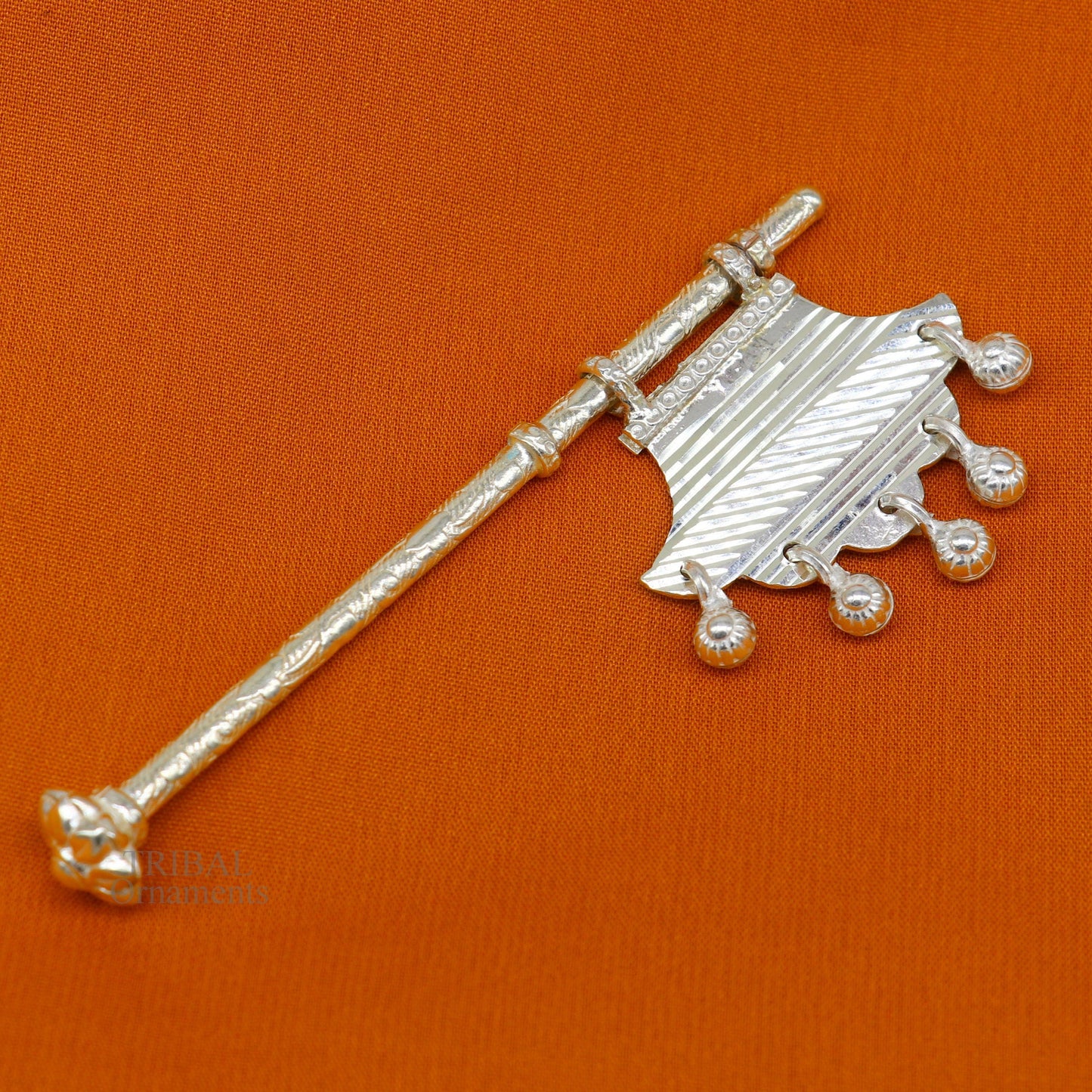 925 sterling silver pankhi, small fan or pankhi for god puja, best gifting to laddu gopala krishna, silver hand fan puja article su689 - TRIBAL ORNAMENTS