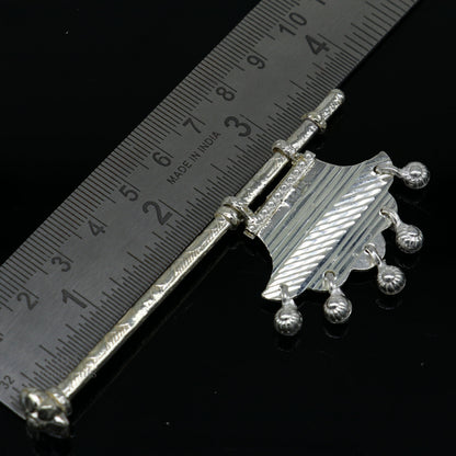 925 sterling silver pankhi, small fan or pankhi for god puja, best gifting to laddu gopala krishna, silver hand fan puja article su689 - TRIBAL ORNAMENTS