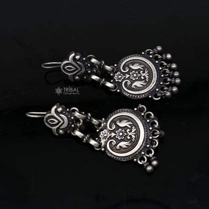 925 sterling silver gorgeous peacock design stud earring chandelier light weight fabulous silver ethnic earrings drop dangle s1229 - TRIBAL ORNAMENTS