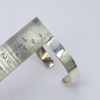 925 Sterling silver men's and women's flat cuff bracelet with a plain solid design, stylish silver bangle or kada bracelet.