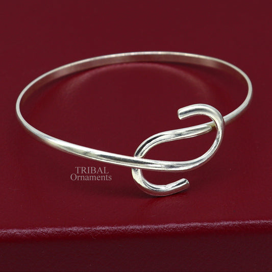 925 sterling silver plain shiny Adjustable bracelet kada, excellent personalized gifting stylish fancy bangle men's or girls Hnssk732 - TRIBAL ORNAMENTS