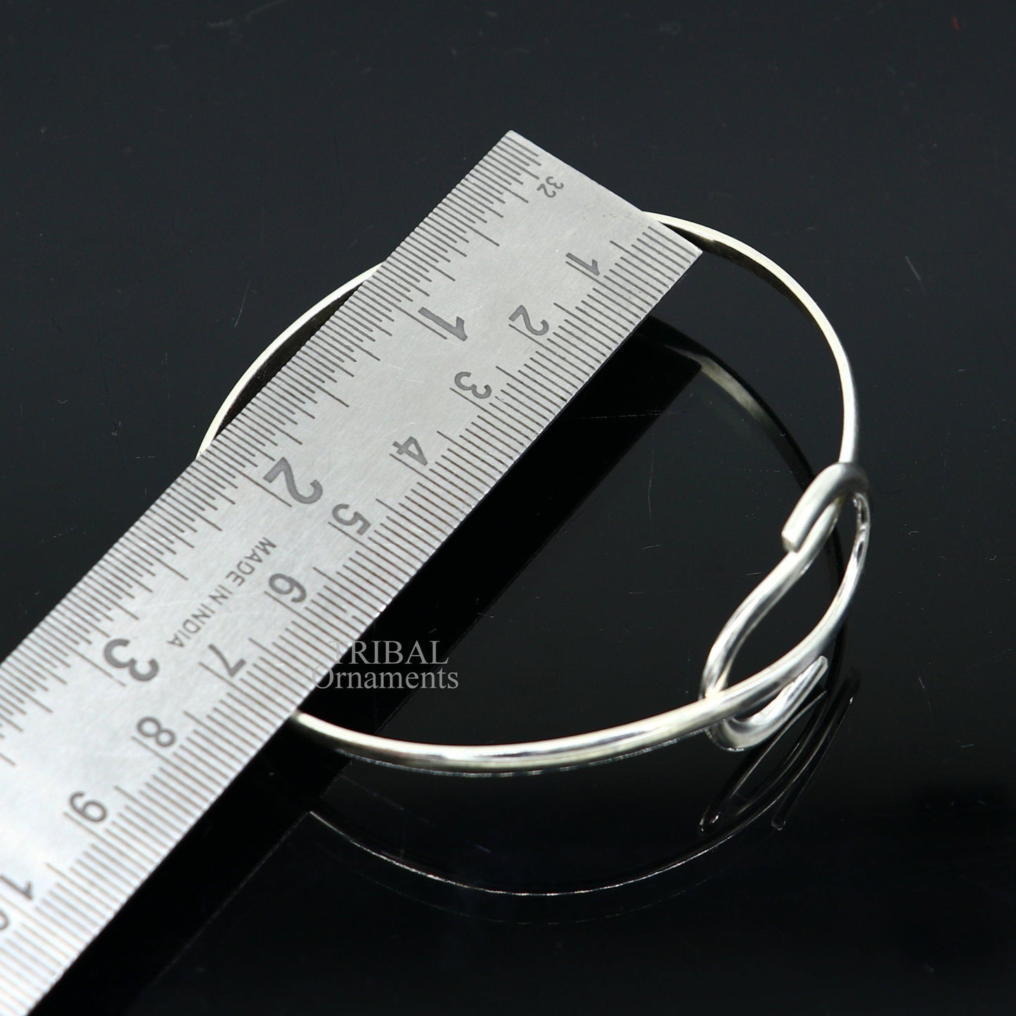 925 sterling silver plain shiny Adjustable bracelet kada, excellent personalized gifting stylish fancy bangle men's or girls Hnssk732 - TRIBAL ORNAMENTS