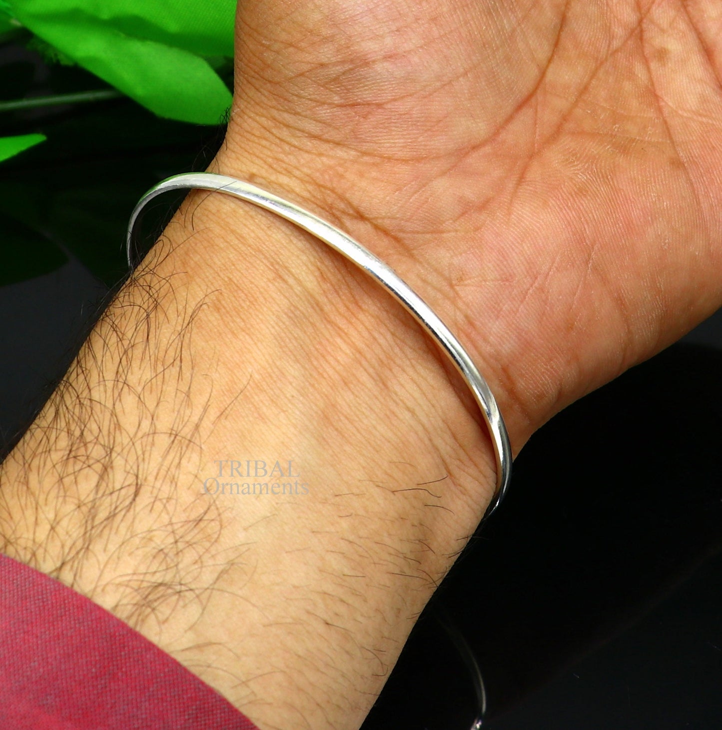 925 sterling silver plain shiny Adjustable bracelet kada, excellent personalized gifting stylish fancy bangle men's or girls Hnssk732 - TRIBAL ORNAMENTS