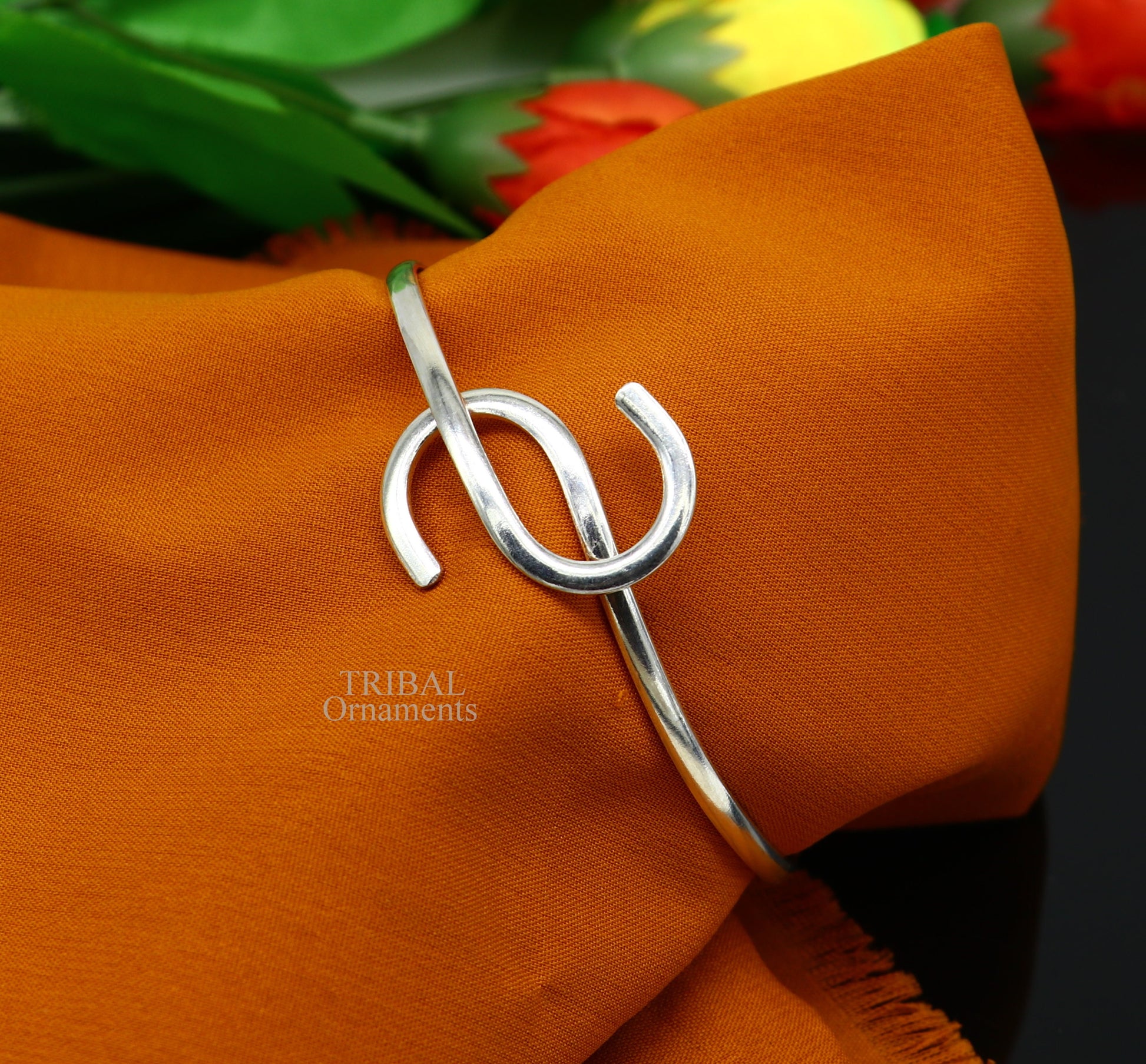 925 sterling silver plain shiny Adjustable bracelet kada, excellent personalized gifting stylish fancy bangle men's or girls Hnssk732 - TRIBAL ORNAMENTS