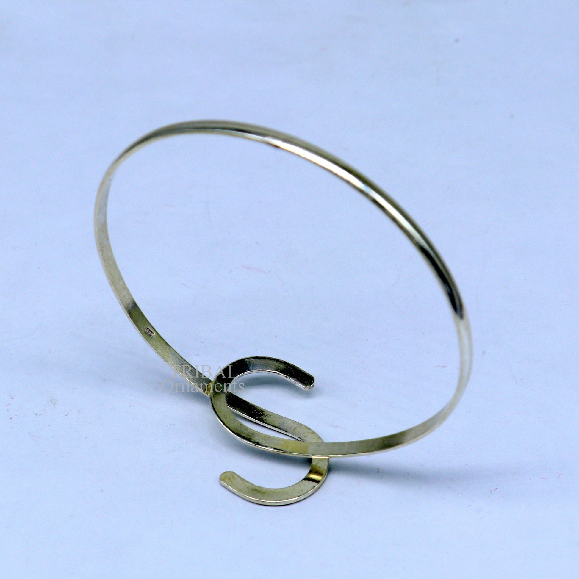 925 sterling silver plain shiny Adjustable bracelet kada, excellent personalized gifting stylish fancy bangle men's or girls Hnssk732 - TRIBAL ORNAMENTS