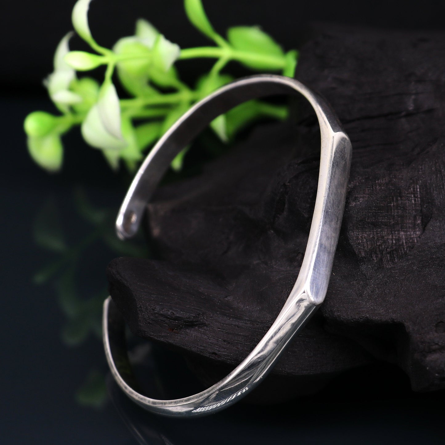 925 sterling silver plain shiny bright bangle bracelet kada, excellent personalized gifting adjustable fancy bangle men's or girls cuff65 - TRIBAL ORNAMENTS