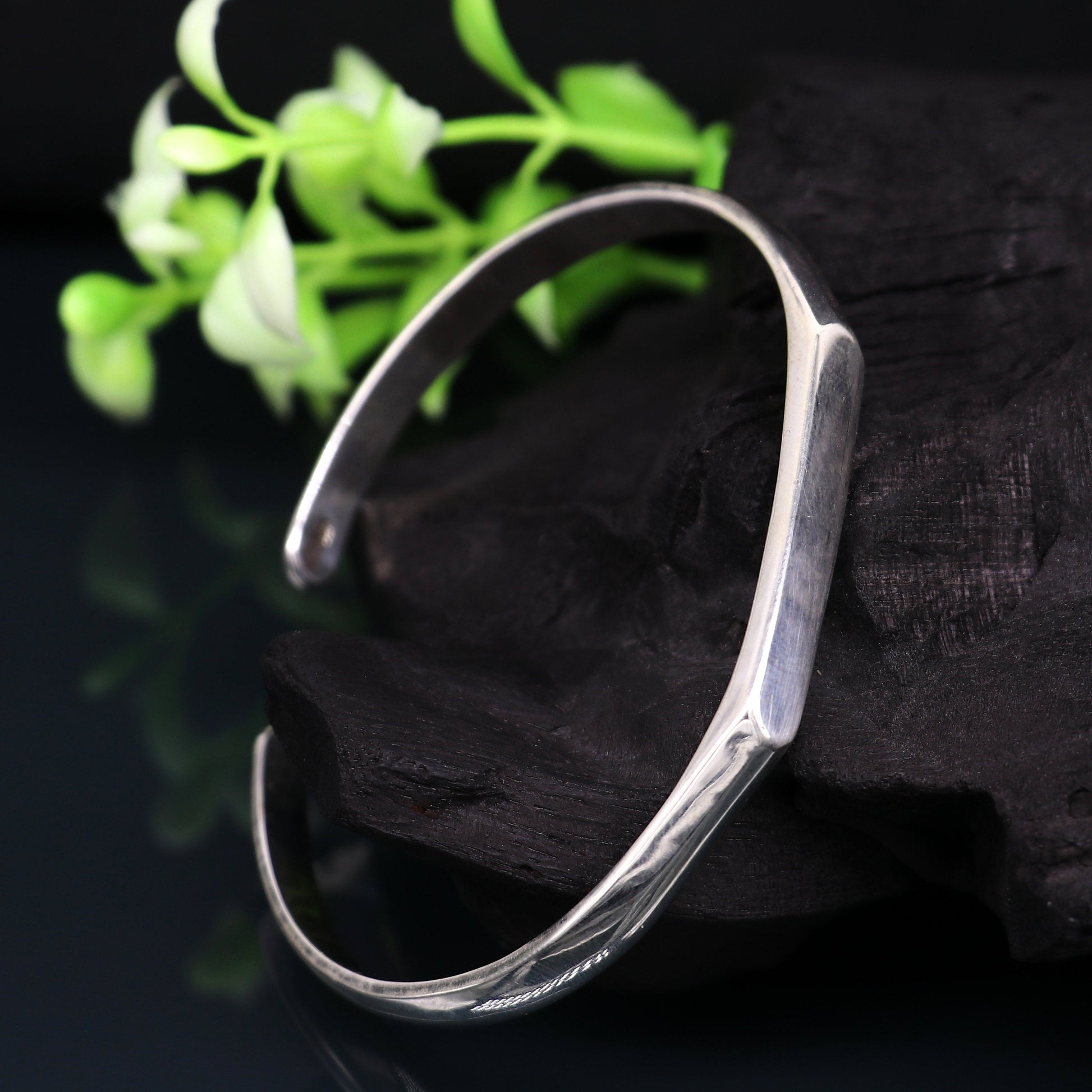 925 sterling silver plain shiny bright bangle bracelet kada, excellent personalized gifting adjustable fancy bangle men's or girls cuff65 - TRIBAL ORNAMENTS