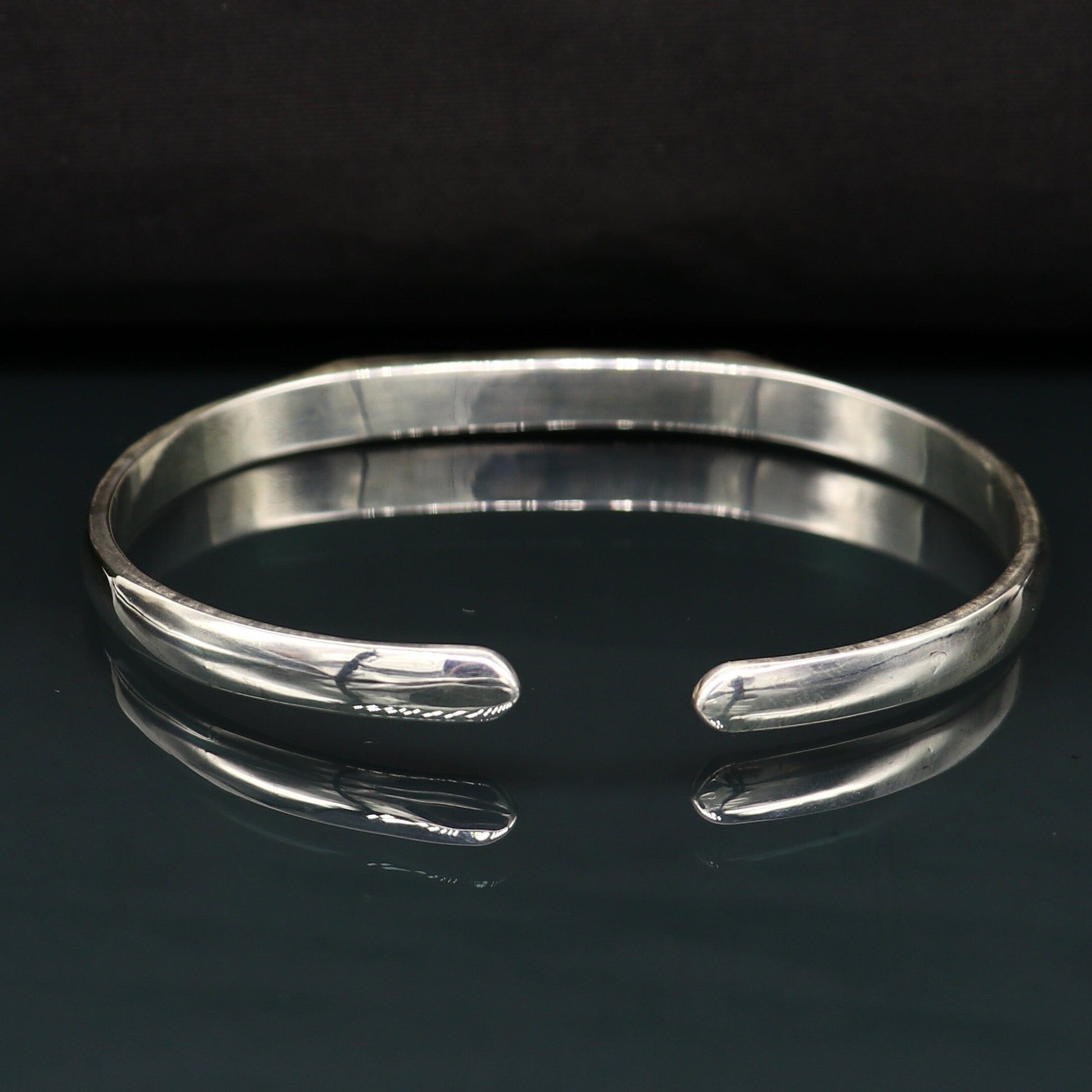 925 sterling silver plain shiny bright bangle bracelet kada, excellent personalized gifting adjustable fancy bangle men's or girls cuff65 - TRIBAL ORNAMENTS