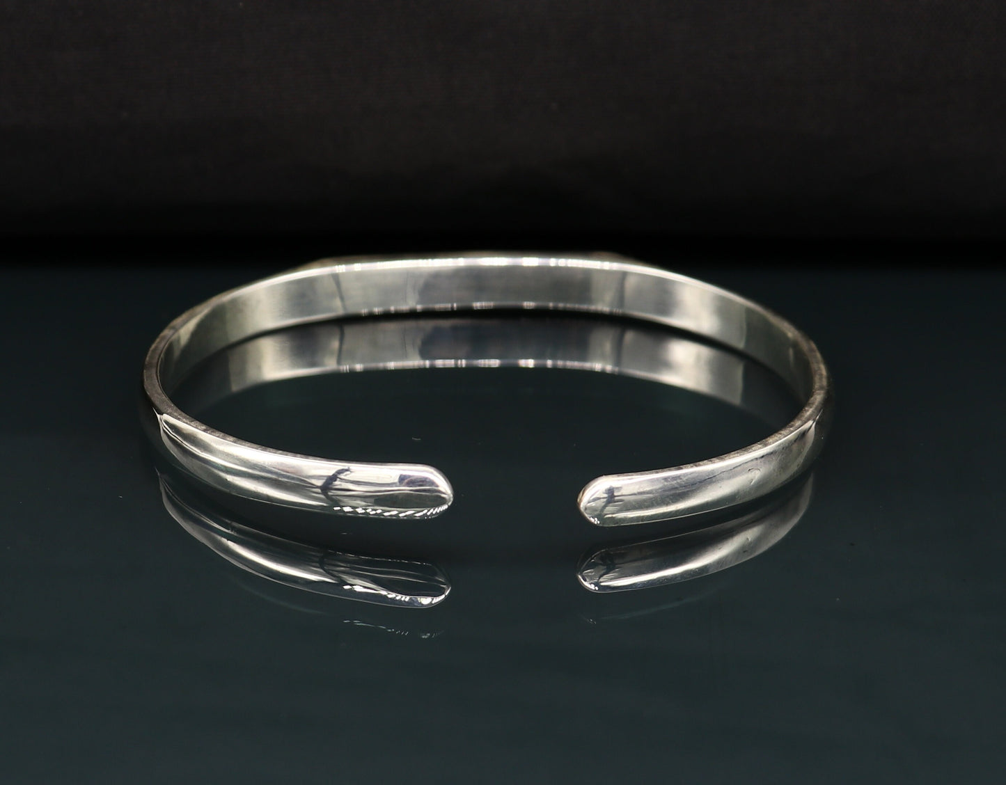 925 sterling silver plain shiny bright bangle bracelet kada, excellent personalized gifting adjustable fancy bangle men's or girls cuff72 - TRIBAL ORNAMENTS