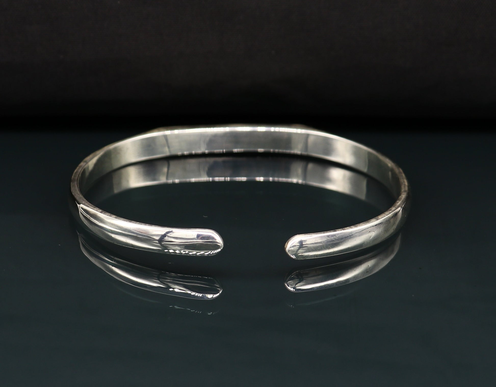 925 sterling silver plain shiny bright bangle bracelet kada, excellent personalized gifting adjustable fancy bangle men's or girls cuff72 - TRIBAL ORNAMENTS