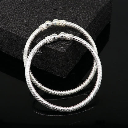Shiny 925 sterling silver bangle bracelet, stylish and plain, ideal for men or girls, from Tribal Ornaments, personalized gift jewelry.