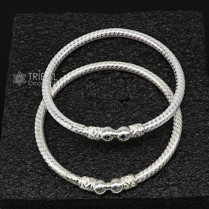 Sterling silver bangle bracelet by Tribal Ornaments, shiny and stylish, suitable for men or women, personalized gift jewelry.