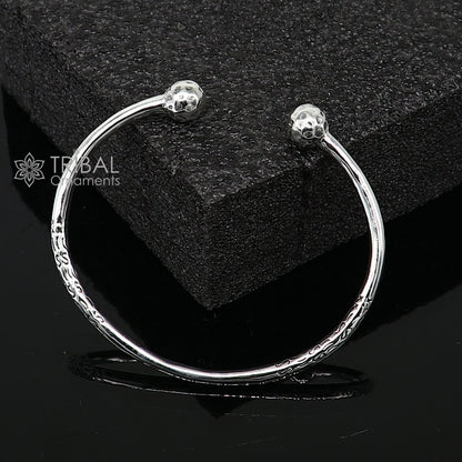 Sterling silver double ball bangle bracelet with shiny finish, designed for brides and belly dance jewelry, by TRIBAL ORNAMENTS.