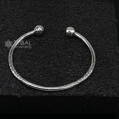 Sterling silver double ball bangle bracelet with shiny finish, stylish tribal-inspired design, perfect for brides and belly dance jewelry.