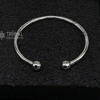 Sterling silver double ball bangle bracelet with shiny design, customized style, ideal for brides and belly dance jewelry.