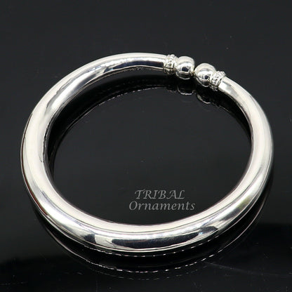 Sterling silver foot bracelet ankle kada with shiny plain design, unisex belly dance jewelry by Tribal Ornaments.