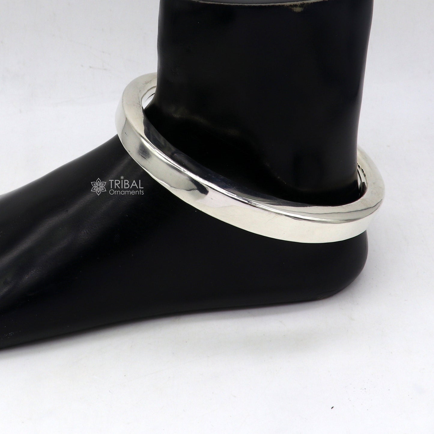 925 sterling silver handmade plain shiny design gorgeous foot bracelet ankle kada excellent ethnic tribal jewelry for unisex nsfk111 - TRIBAL ORNAMENTS