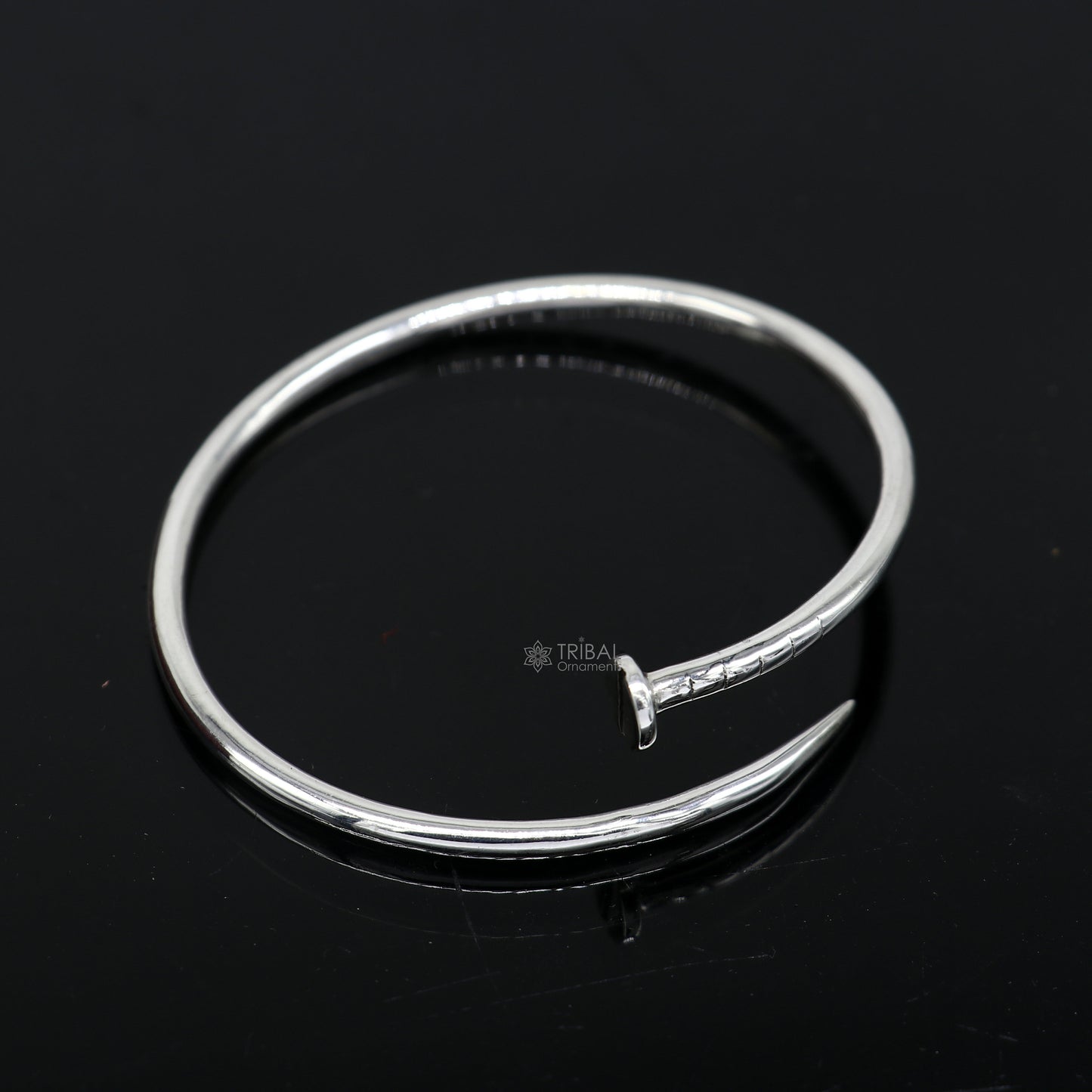925 sterling silver plain shiny iron nail design cuff kada modern trendy fashion kada is a stunning and versatile piece of jewelry cuff160 - TRIBAL ORNAMENTS