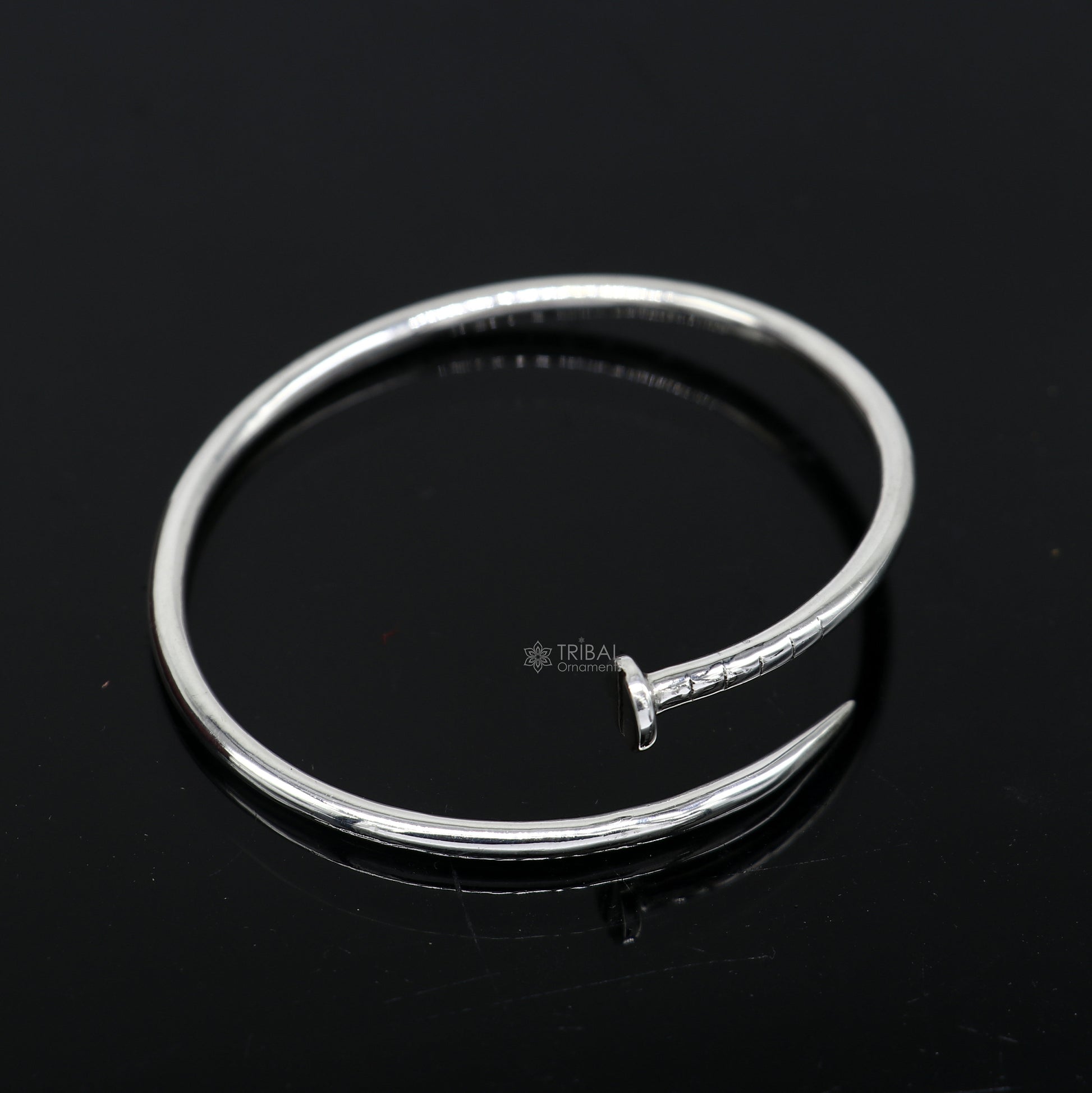 925 sterling silver plain shiny iron nail design cuff kada modern trendy fashion kada is a stunning and versatile piece of jewelry cuff160 - TRIBAL ORNAMENTS
