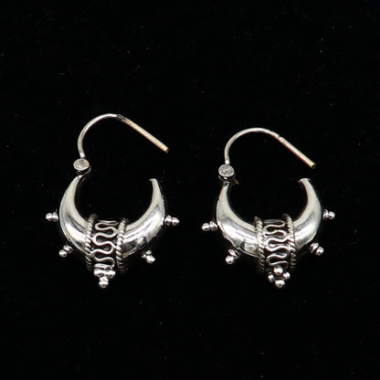 925 sterling silver plain shiny traditional cultural design elegant hoops earrings kundal tribal belly dance brides dainty jewelry s1157 - TRIBAL ORNAMENTS