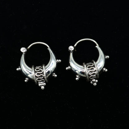 925 sterling silver plain shiny traditional cultural design elegant hoops earrings kundal tribal belly dance brides dainty jewelry s1157 - TRIBAL ORNAMENTS