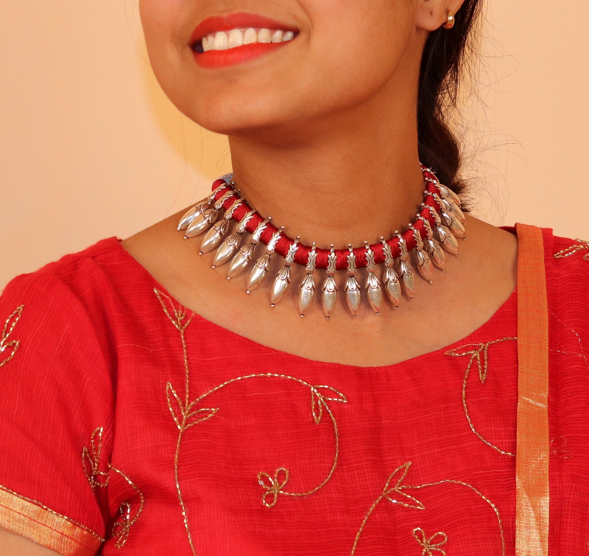 925 sterling silver pretty design handmade charm necklace choker adjustable belly dance wedding party tribal customized jewelry set82 - TRIBAL ORNAMENTS