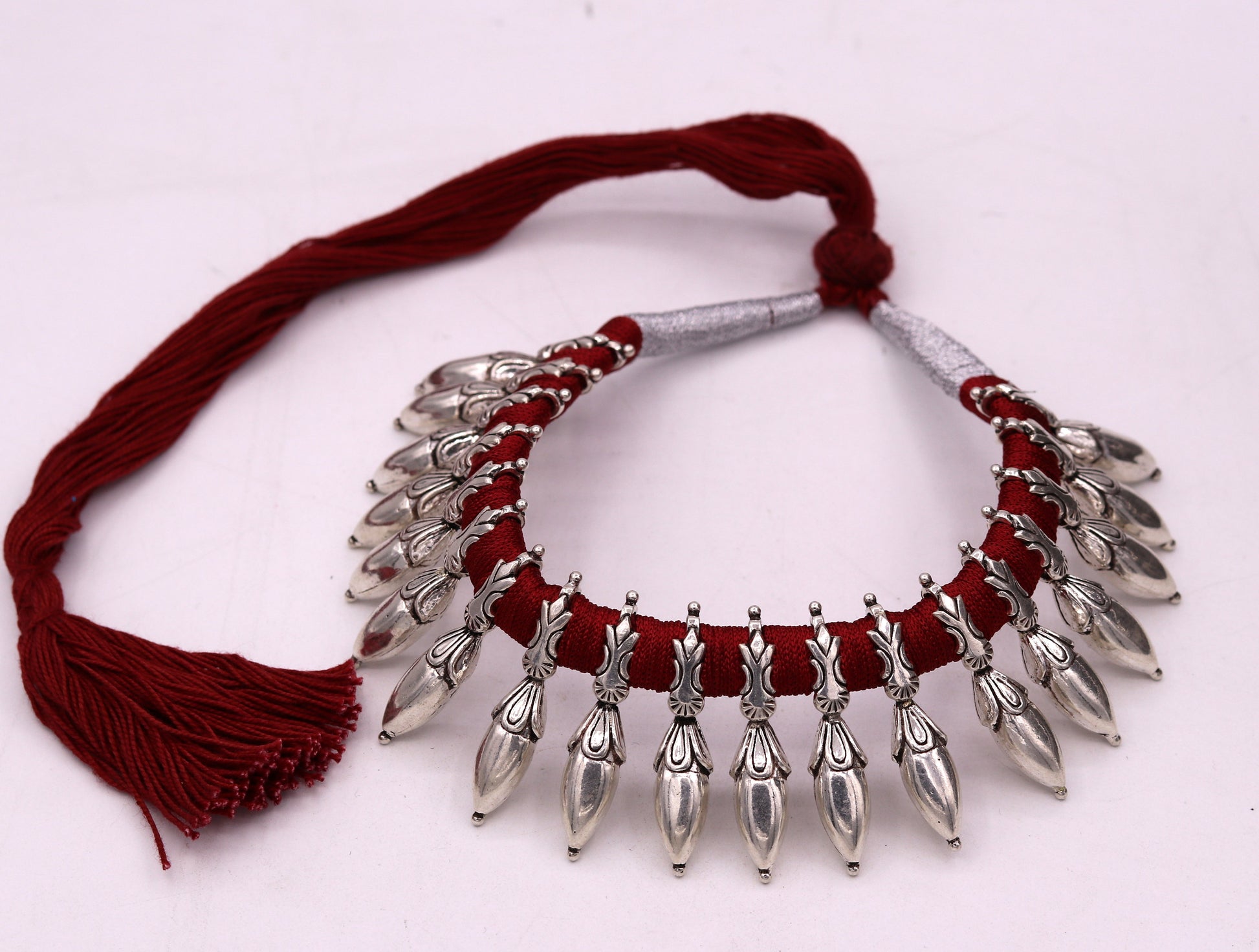 925 sterling silver pretty design handmade charm necklace choker adjustable belly dance wedding party tribal customized jewelry set82 - TRIBAL ORNAMENTS