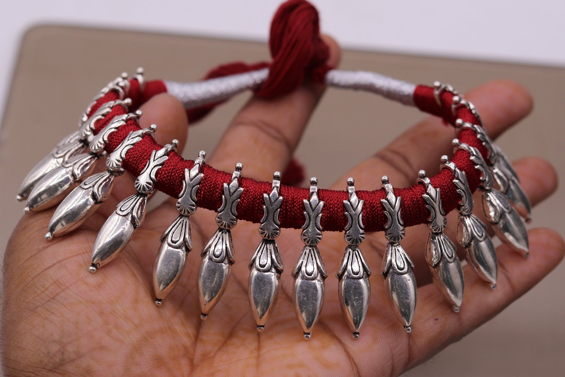 925 sterling silver pretty design handmade charm necklace choker adjustable belly dance wedding party tribal customized jewelry set82 - TRIBAL ORNAMENTS