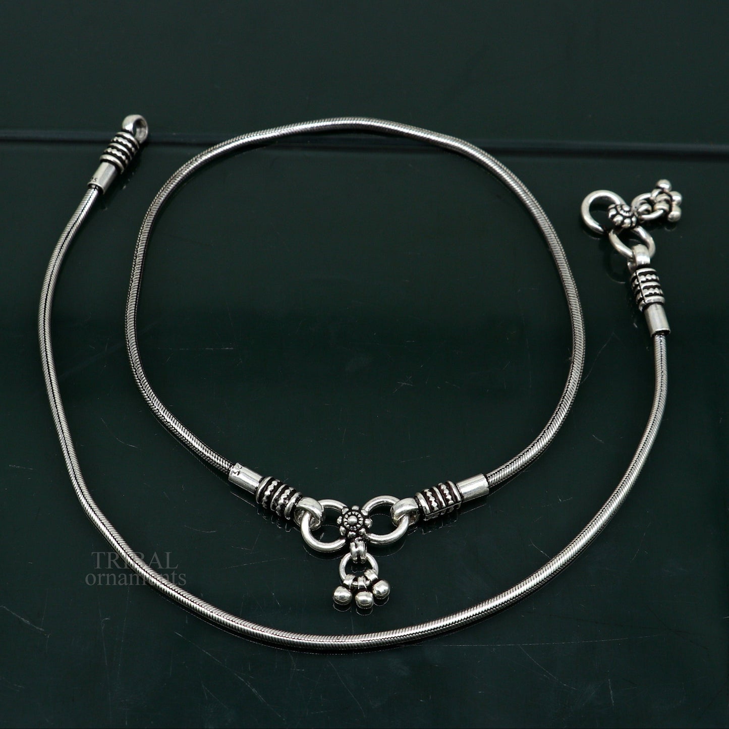 925 sterling silver round snake chain ankle bracelet, excellent customized trendy stylish anklets bracelet belly dance jewelry nank427 - TRIBAL ORNAMENTS