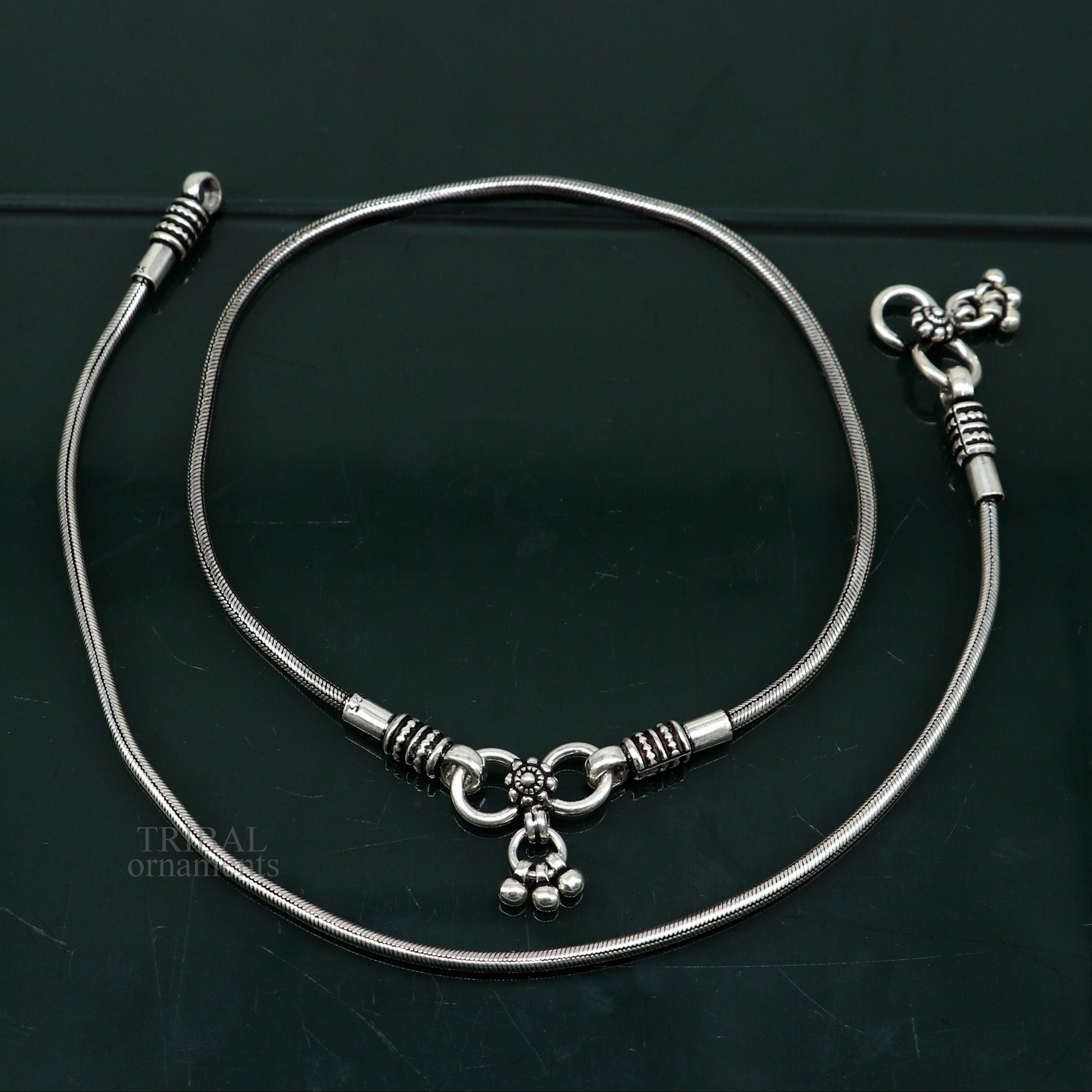 925 sterling silver round snake chain ankle bracelet, excellent customized trendy stylish anklets bracelet belly dance jewelry nank427 - TRIBAL ORNAMENTS