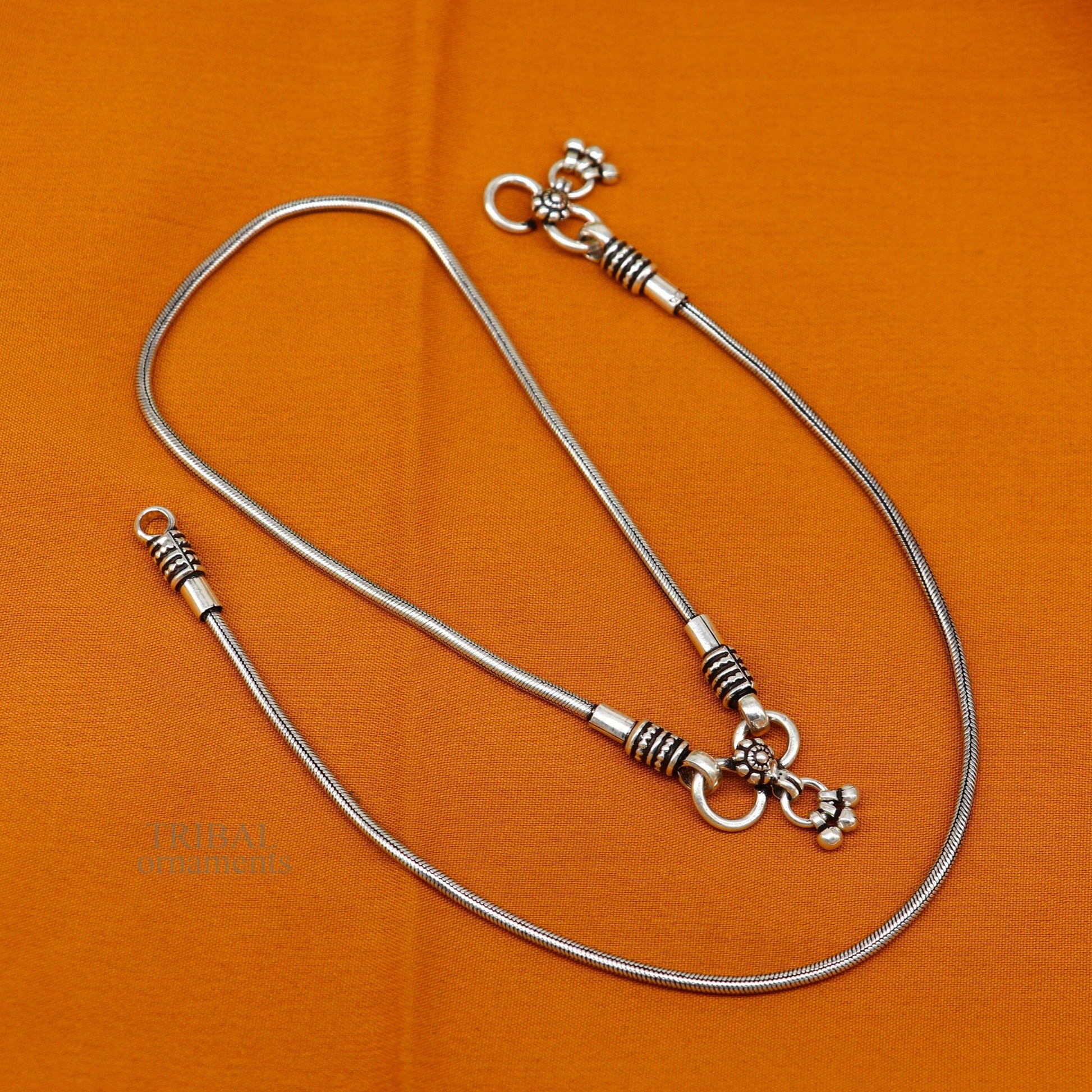 925 sterling silver round snake chain ankle bracelet, excellent customized trendy stylish anklets bracelet belly dance jewelry nank427 - TRIBAL ORNAMENTS