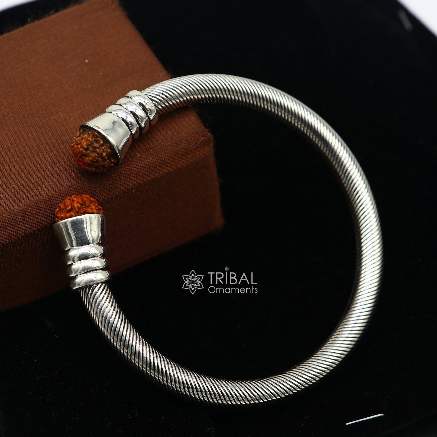 925 Sterling silver handmade fabulous designer Rudraksha kada bangle bracelet, by twisting,antique unisex jewelry nsk681 - TRIBAL ORNAMENTS